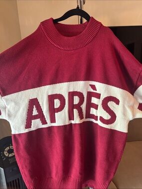 Apres Red & White Crewneck Ski Sweater